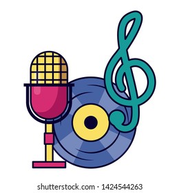 microphone vinyl note musical instrument and equipment festival music vector illustration