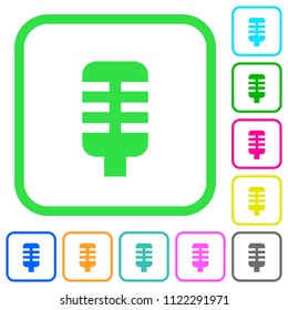 Microphone vivid colored flat icons in curved borders on white background