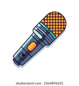 Microphone Vivid Flat Image. Perfect for different cards, textile, web sites, apps 