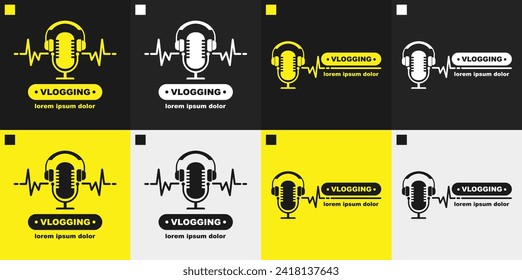 Mikrofon-Vlogging-Podcast Logo-Design-Symbol Vektorgrafik