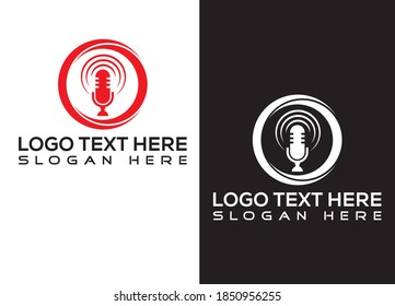 Ilustración del vector del logotipo de voz de micrófono