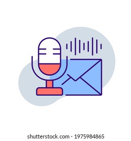 Microphone voice message RBG color icon. Podcast. Thin line vector illustration.