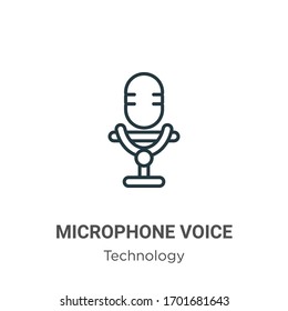 Icono vectorial de contorno de voz del micrófono. Icono de voz de micrófono negro de línea delgada, ilustración de elemento simple vector plano del concepto de tecnología editable trazo aislado en fondo blanco