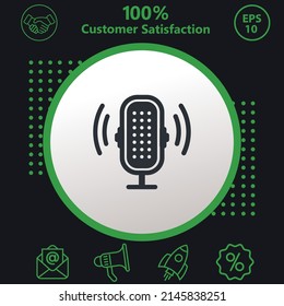Microphone. Voice Recorder icon. Background consisting of green and black colors. modern design