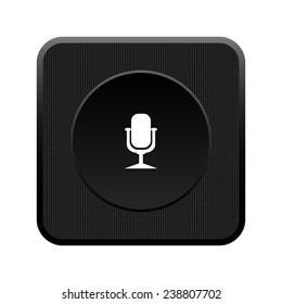 Microphone. Voice recording  black square plastic button, vector, EPS 10
