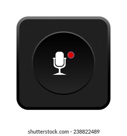 Microphone. Voice recording  black square plastic button, vector, EPS 10