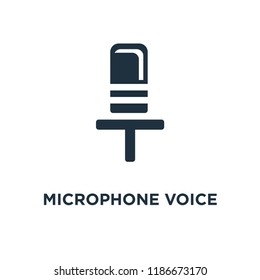 Microphone Voice Recording icon. Black filled vector illustration. Microphone Voice Recording symbol on white background. Can be used in web and mobile.