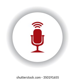 Microphone. Voice recording icon, red isolated white background