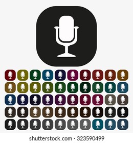 Microphone. Voice recording. icon. vector design, set of colored buttons