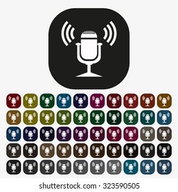 Microphone. Voice recording. icon. vector design, set of colored buttons