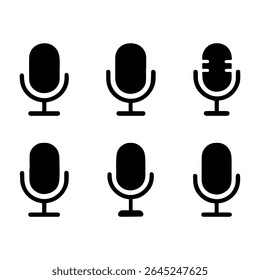 Conjunto de Ícones de Microfone e Gravação de Voz
