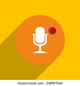 Microphone. Voice recording on an orange background with shadow, vector, EPS 10