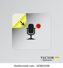 Microphone. Voice recording, sticker  self-adhesive paper. Vector illustration EPS 8