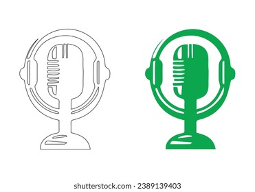 Microphone, Voice Recording Vector black set. eps