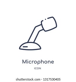 microphone voice tool icon from tools and utensils outline collection. Thin line microphone voice tool icon isolated on white background.