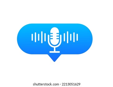 A microphone with voice waves in the form of a message. Vector illustration