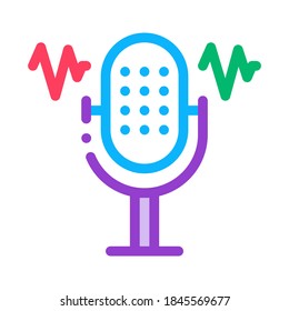 Microphone Waves Icon Vector. Outline Microphone Waves Sign. Isolated Contour Symbol Illustration