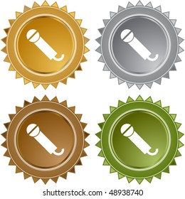 Botón web del micrófono aislado en un fondo.