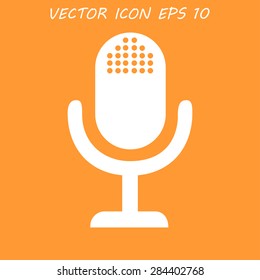 microphone web icon, flat design vector EPS