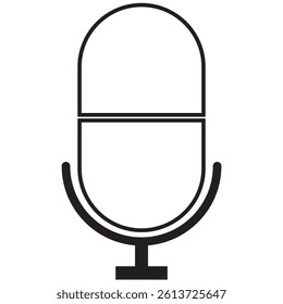 microphone web icon . Flat retro music, studio and radio mic sign collection. Black silhouette design, vector art image illustration, isolated on white ..