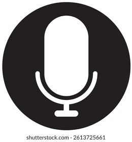 microphone web icon . Flat retro music, studio and radio mic sign collection. Black silhouette design, vector art image illustration, isolated on white ..
