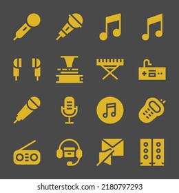 microphone web icons. Microphone and Microphone, Music and Gamepad symbol, vector signs