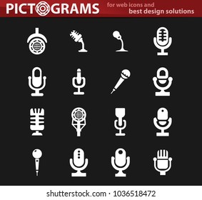 Microphone web white icons for user interface design