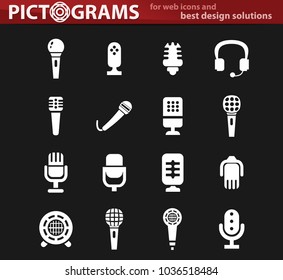 Microphone web white icons for user interface design