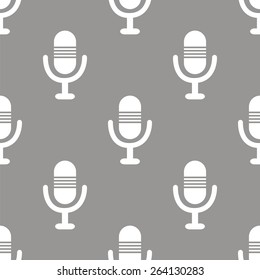 Microphone white and black seamless pattern for web design. Vector symbol