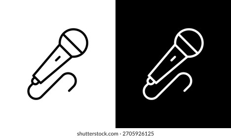 Microphone White Icon Set Design