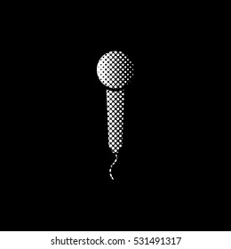 microphone - white vector icon;  halftone illustration