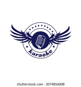 microphone and wings. Karaoke logo design idea for business, website or company
