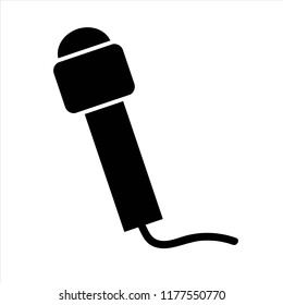 microphone with wire. icon black isolated object.