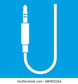 Microphone wire icon white isolated on blue background vector illustration