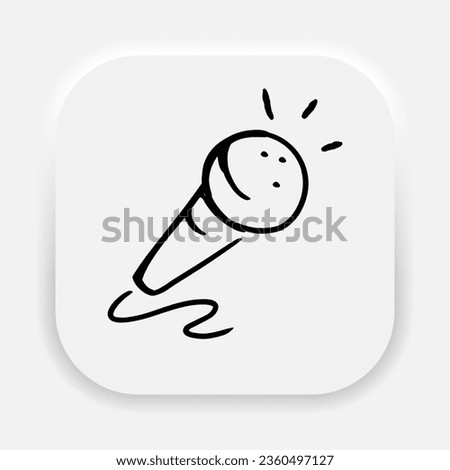 Microphone with wire isolated. Musical item for singing, performances, karaoke. Vector hand-drawn illustration in doodle style. Vector EPS 10