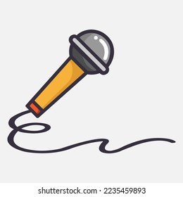 Microphone with wire isolated on white background. Musical item for singing.EPS 10