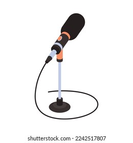 Microphone with wire isometric icon 3d vector illustration