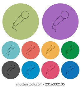 Microphone with wire outline darker flat icons on color round background