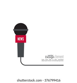 Microphone with a wire. Symbol breaking news on TV and radio. Live.