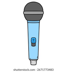 Vector aislado dibujado a mano de la ilustración inalámbrica del micrófono