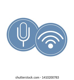 microphone and wireless sign round icon cartoon vector illustration graphic design