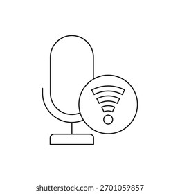 Microfone com barras de sinal sem fio para transmissão contínua e conexão com a Internet.