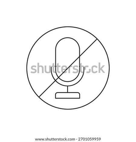 Microphone within a prohibition circle, indicating restricted, blocked, or no access.