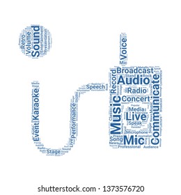 microphone word cloud. tag cloud about microphone