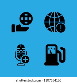 microphone, worldwide, ecology and gas station icons vector in sample icon set for web and graphic design