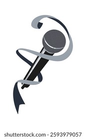 Microphone wrapped in ribbon creates a dynamic visual for music events and performances
