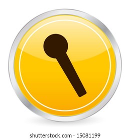 Microphone yellow circle icon. Vector illustration.