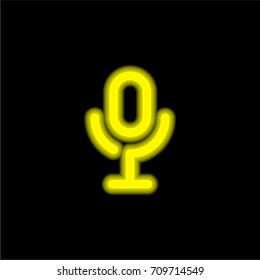 Microphone yellow glowing neon ui ux icon. Glowing sign logo vector
