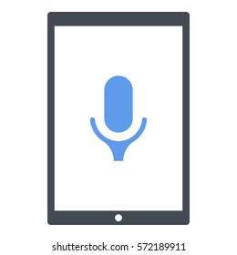 Microphone_record icon - Flat design, glyph style icon - Colored enclosed in a tablet