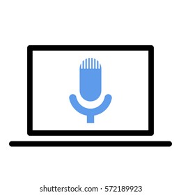 Microphone_record icon - Flat design, glyph style icon - Colored enclosed in a computer